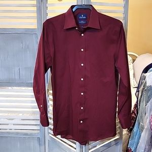 EUC Stafford Travel Performance Point Collar Dress Shirt Neck 15" chest 32-33